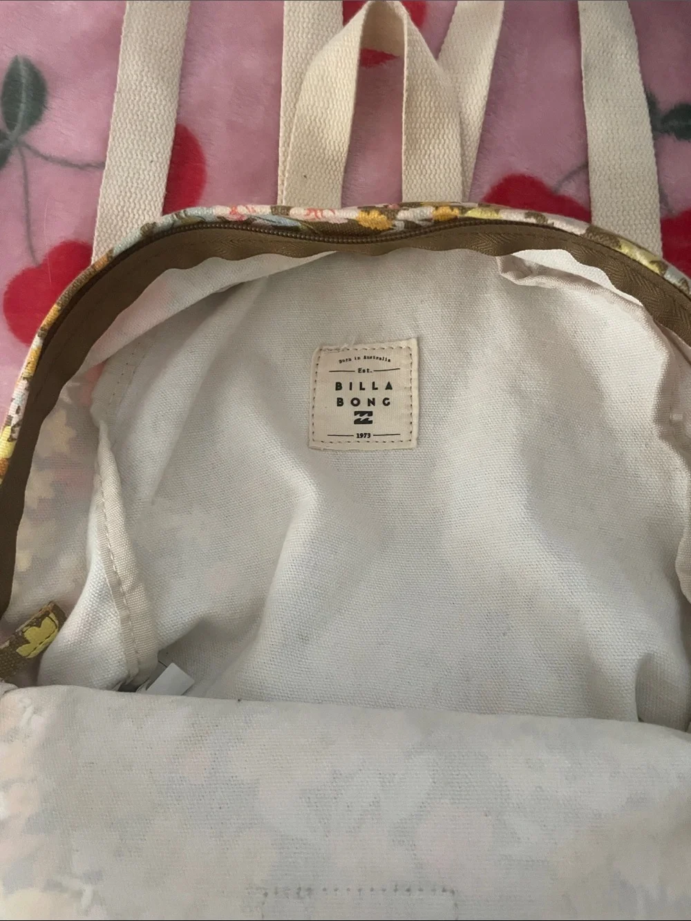 Billabong Floral  Backpack - Brown, Pink & Yellow